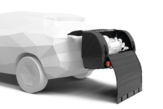 Thule Heckbox Onto 2 montiert und geöffnet- Heckbox kaufen Köln