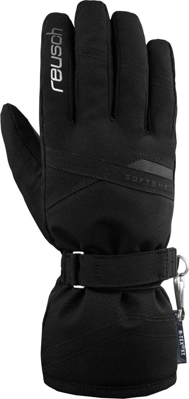NAME: Reusch Helena R-TEX® XT // INSULATION: PrimaLoft® Gold // PALM: R-TEX® XT (recycled) // SHELL: Softshell // COLOUR: black / silver